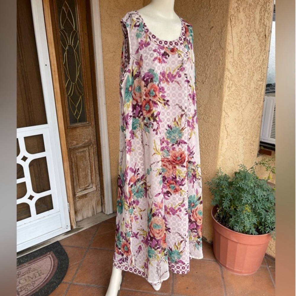 Vasna Desire Multi Print Sleeveless Maxi Dress Size 1X